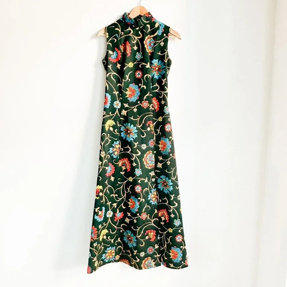 Vintage Boho  Colourful Madarin Collar Sleeveless Maxi Dress - Picture 2 of 6